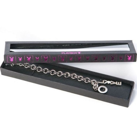 Playboy Bracelet Bunny LOVE Charm Platinum Plated - Picture 2 of 3